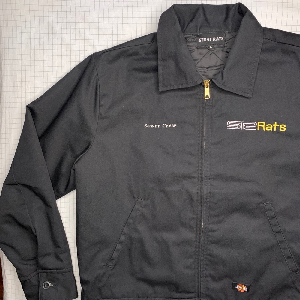 Stray Rats work jacket Mens size Large dickies black coat bomber